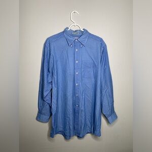 L.L.Bean button down shirt men’s size16•5/34 blue &white long sleeve collar neck